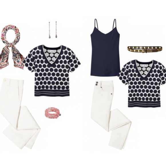 cabi NWOT Volley Pullover, Navy/White Polka Dot, SMALL, Reversible, Spring 2020 - Picture 6 of 6